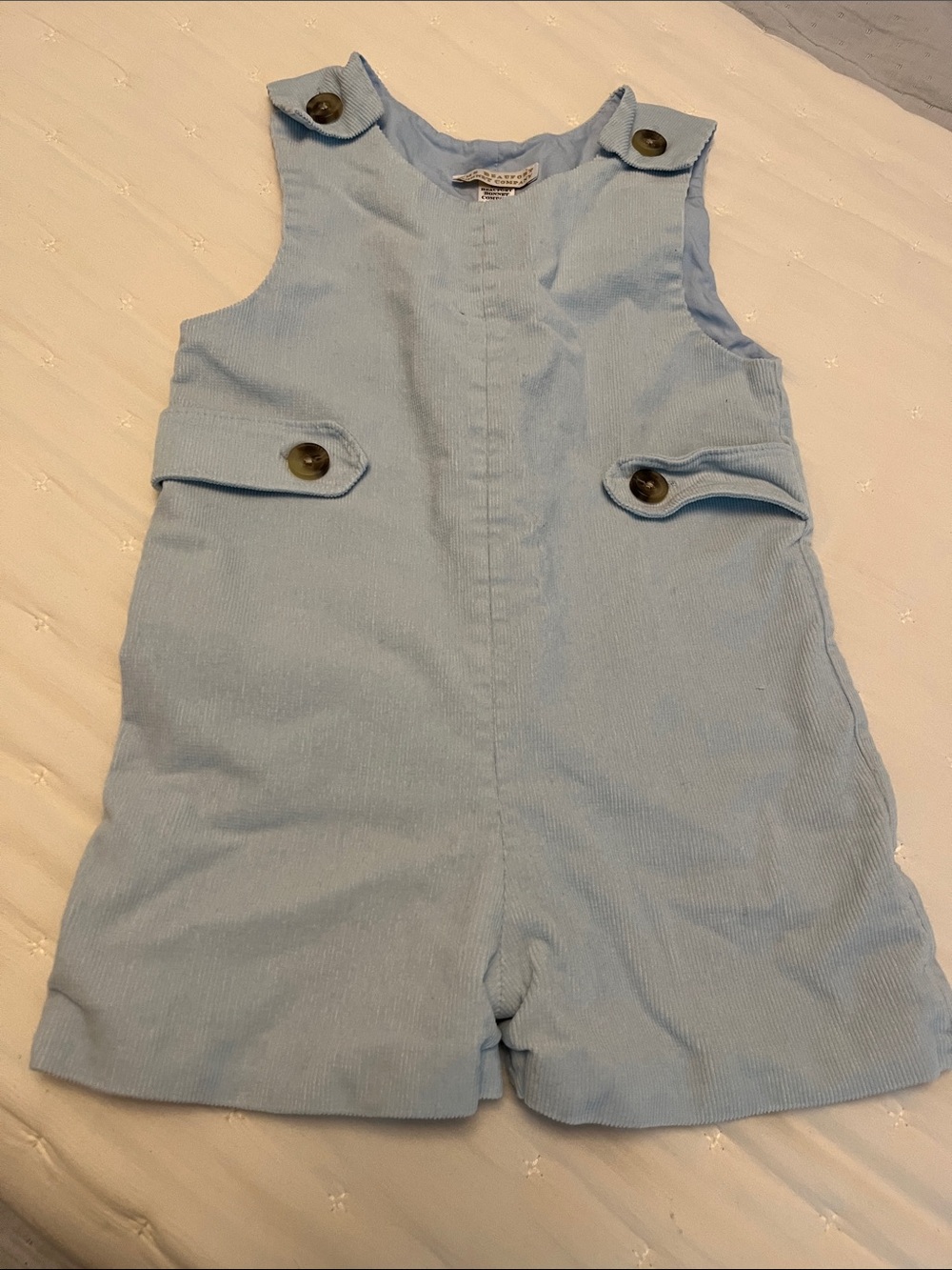 Light Blue Corduroy Kids Shorts Romper Beaufort Bonnet